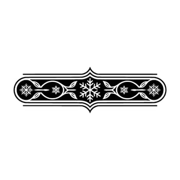 Elegant Winter Border , Snowflakes and Leaves in Black White vector
