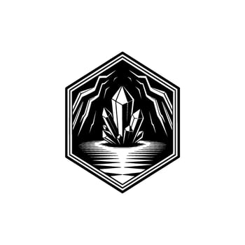 Geometric Crystal Emblem Minimalist Black White vector