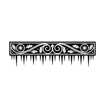Winter Ornament Border Decorative Floral Icy , Black White vector