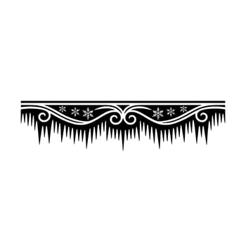 Winter Border Ornament Black White Snowflake Icicle vector