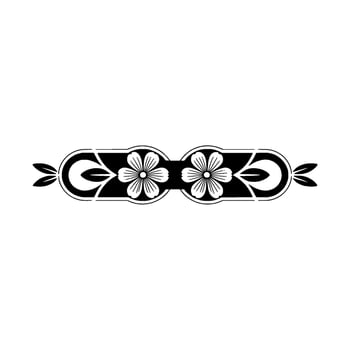 Floral Geometric Border, Black and White Ornament, Illustration vector