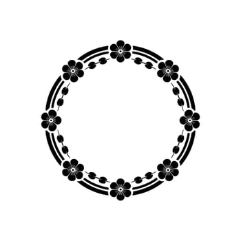 Minimalist Floral Circle - Elegant Black White Ornament vector