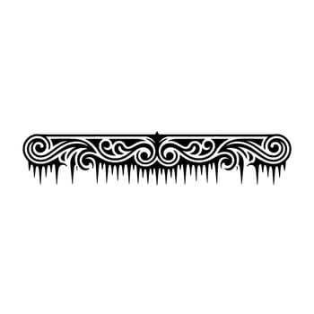 Intricate Black Scrollwork Border with Icicle Details, Minimalist vector