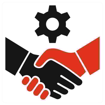 Partnership icon concept in red color vector