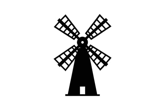A black silhouette art of a windmill with four blades vector