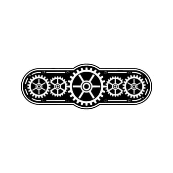 Steampunk Gear Mechanism , Illustration, Black and White vector