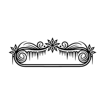 Elegant Winter Border Element - Black Floral on White vector