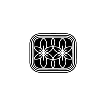 Geometric Floral in Black and White with Rounded Corners vector