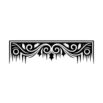 Ornamental Scrollwork Border with Icy Icicles, Black White vector