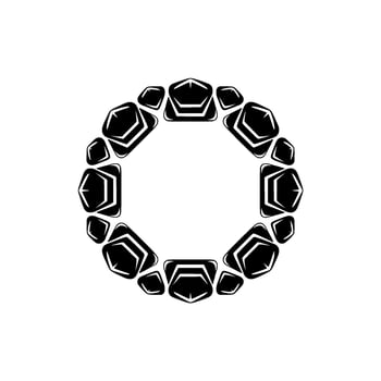 Geometric Abstract Circle Ornament, Black on Cream, Modern vector