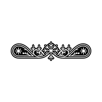 Elegant Snowflake and Foliage Border , Black on White vector