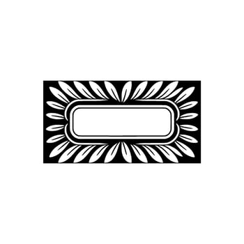 Elegant Black and White Floral Frame Element, Decorative Label vector