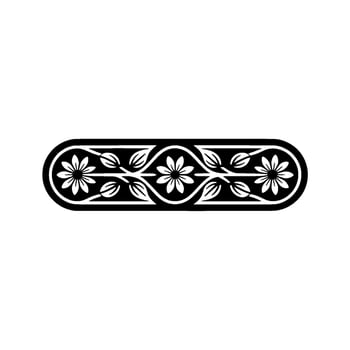 Minimalist Floral Border , Black and White, Symmetrical Ornament vector
