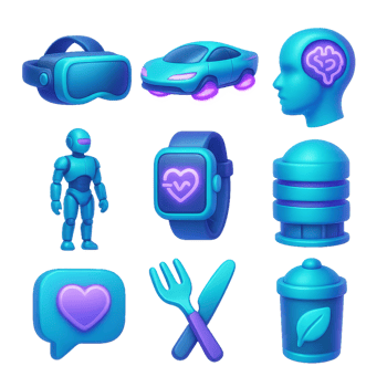 Futuristic 3D Icons Set for Technology and Innovation Concepts png