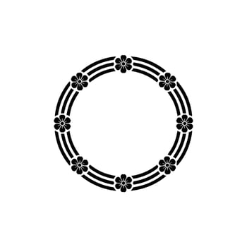 Minimalist Floral, Circle Frame, Black and White vector