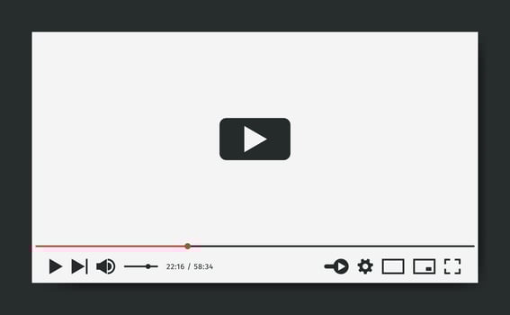 Player Template for web or mobile apps. White theme in flat style. Media display mockup. Screen for Social media Interface ui ux vector