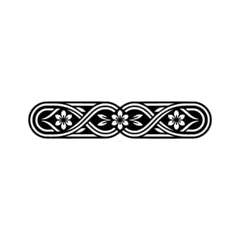 Black Floral Ornament , Seamless Border, Minimalist vector