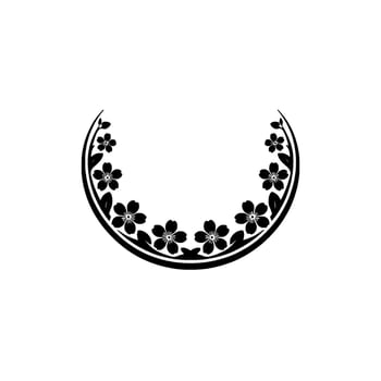 Black Floral Half-Circle Frame on White Background vector