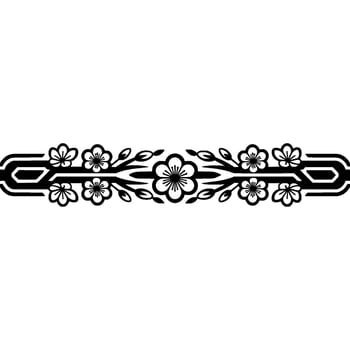 Japanese Floral Border Element - Black White vector