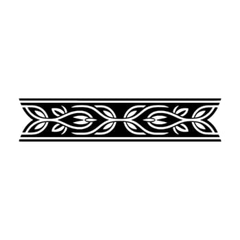 Ornate Black White Decorative Border Element, Floral vector