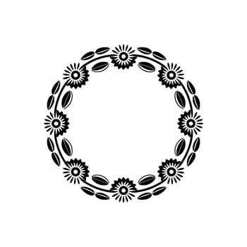 Black Floral Wreath , Elegant Circle Border vector