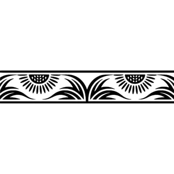 Art Deco Floral Border, Black White Illustration vector