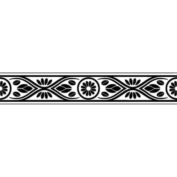Elegant Black, Floral Border, on White, Background vector