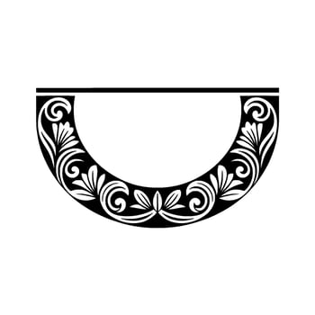 Elegant Semicircle Floral Ornament, Black and White vector