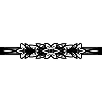 Floral Border Black White with Green Accents vector