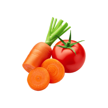 Tomato with sliced carrot on transparent background png