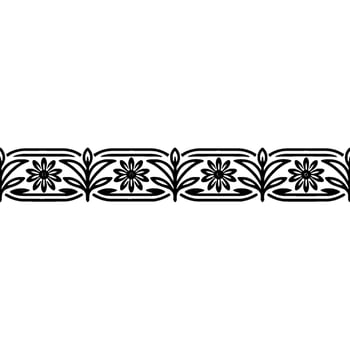 Black Floral Border on White, Minimalist, Repeatable vector