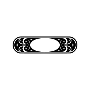 Ornate Black Border Frame with Stars and Floral Motif, Minimalist vector