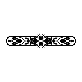 Black Floral Ornament, Geometric on White Background vector