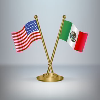 USA and Mexico table flag relation, with gradient background vector