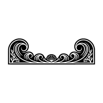 Ornamental Ocean Border, Silhouette, Black and White, Decorative Frame vector