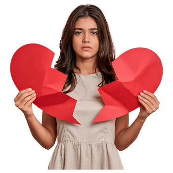 Sad Woman Holding Broken Heart Love Breakup and Heartache Concept png