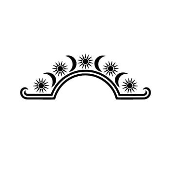 Celestial Archway Sun, Moon, and Decorative Black on White vector