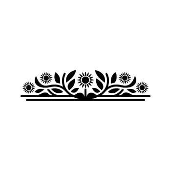 Elegant Black Floral Ornament on, White, Background vector