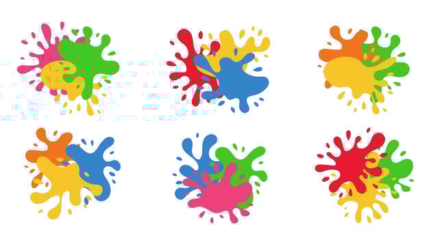 Paint splashes and drops. Set of different clor paint blobs and blots. vector