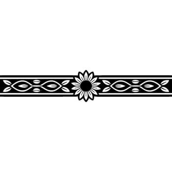 Black and White Floral Border Sunflower and Vine Illustration vector