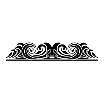 Oceanic Border Waves Shell in Black on White vector