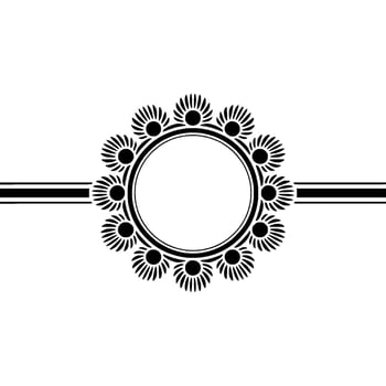 Floral Circle Frame , Minimalist Black White, Elegant vector