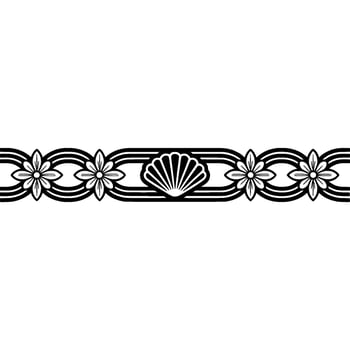 Elegant Black and White Floral Border with Shell Motif vector
