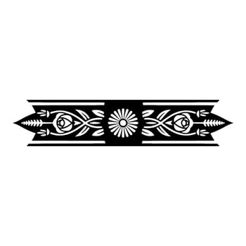 Decorative Floral Border in, Black and White, Illustration vector