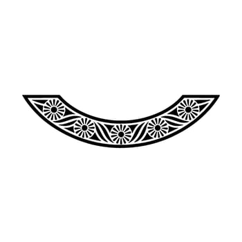 Black White Decorative Curved Border with Floral Pattern vector