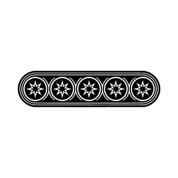 Ornate Black White Star Border on White Background vector
