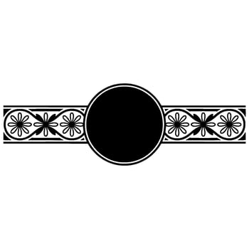 Black and White Decorative Floral Frame with Circle - Clean vector