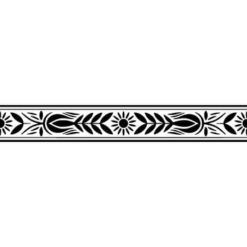 Floral Border Silhouette Decorative Element on White Background vector