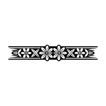 Decorative Floral Border Element, Minimalist Black White vector