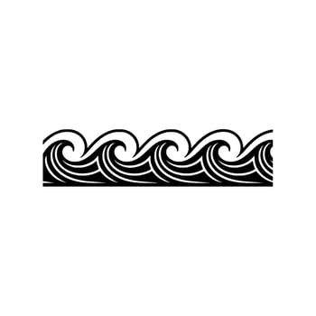 Stylized Black and White Ocean Wave Border Element vector